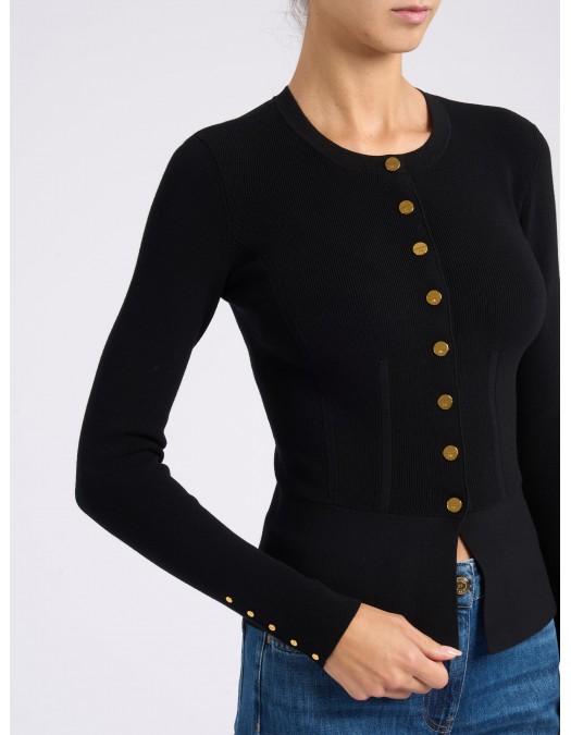 Bluza ELISABETTA FRANCHI, Knit jacket with jewel buttons, Negru - MK49S57E2110 Bluza ELISABETTA FRANCHI, Knit jacket with jewel buttons, Negru - MK49S57E2110