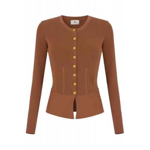 Bluza ELISABETTA FRANCHI, Knit jacket with jewel buttons, Brown Bluza ELISABETTA FRANCHI, Knit jacket with jewel buttons, Brown