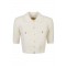 Cardigan ELISABETTA FRANCHI ,Mini cardigan in knit fabric with jewel buttons, Alb