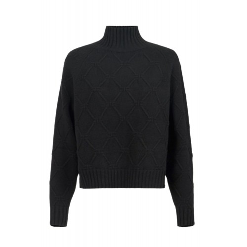 Pulover ELISABETTA FRANCHI, Lana si Casmir, Oversized, Negru Pulover ELISABETTA FRANCHI, Lana si Casmir, Oversized, Negru