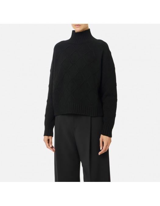Pulover ELISABETTA FRANCHI, Lana si Casmir, Oversized, Negru - MK55T57E2110 Pulover ELISABETTA FRANCHI, Lana si Casmir, Oversized, Negru - MK55T57E2110