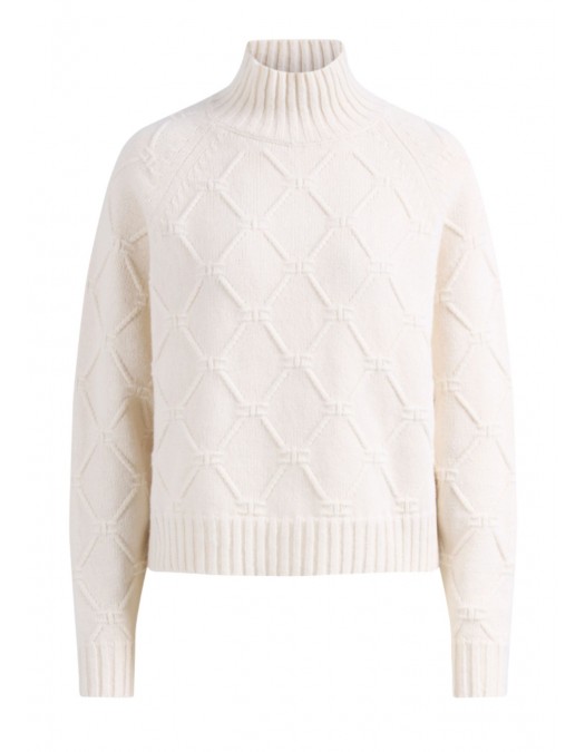 Pulover ELISABETTA FRANCHI, Lana si Casmir, Oversized, Alb - MK55T57E2DZ9