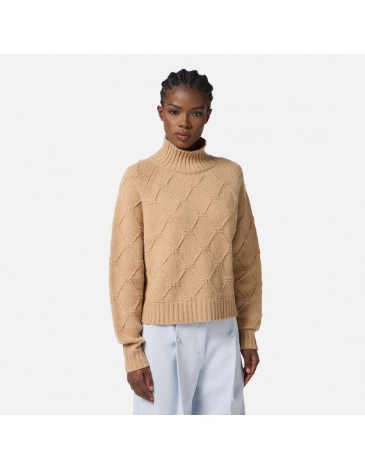 Pulover ELISABETTA FRANCHI, Lana si Casmir, Oversized, Bej - MK55T57E2EA2 Pulover ELISABETTA FRANCHI, Lana si Casmir, Oversized, Bej - MK55T57E2EA2
