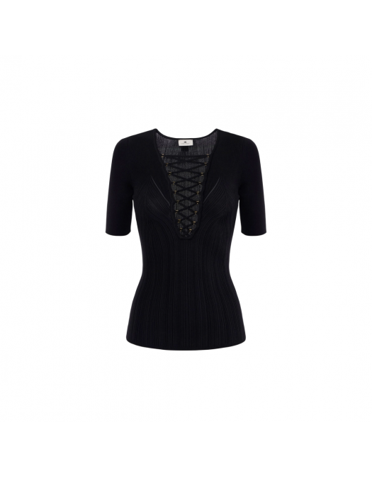 TOP ELISABETTA FRANCHI, Crossover Laces, Black - MK57B52E2110 TOP ELISABETTA FRANCHI, Crossover Laces, Black - MK57B52E2110