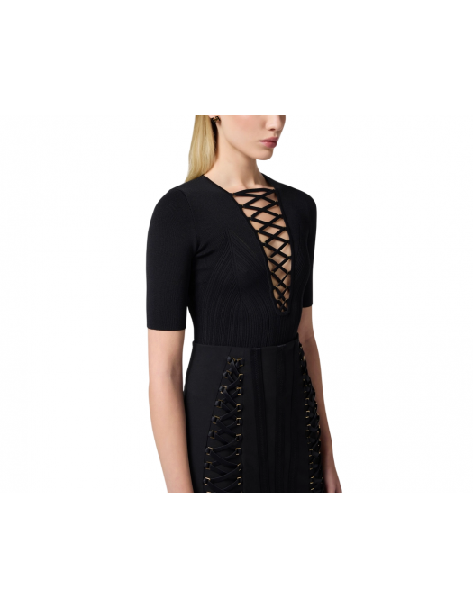 TOP ELISABETTA FRANCHI, Crossover Laces, Black - MK57B52E2110 TOP ELISABETTA FRANCHI, Crossover Laces, Black - MK57B52E2110