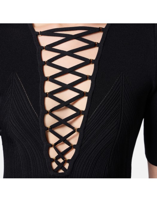 TOP ELISABETTA FRANCHI, Crossover Laces, Black - MK57B52E2110 TOP ELISABETTA FRANCHI, Crossover Laces, Black - MK57B52E2110