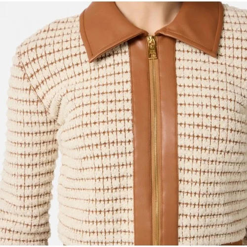 Cardigan ELISABETTA FRANCHI, Cardigan in chenille fabric with waffle stitch