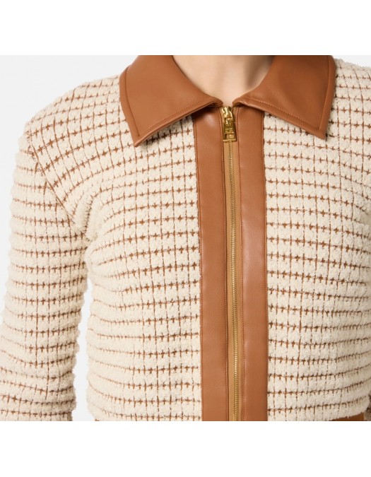 Cardigan ELISABETTA FRANCHI, Cardigan in chenille fabric with waffle stitch - MK57T61E2Q99