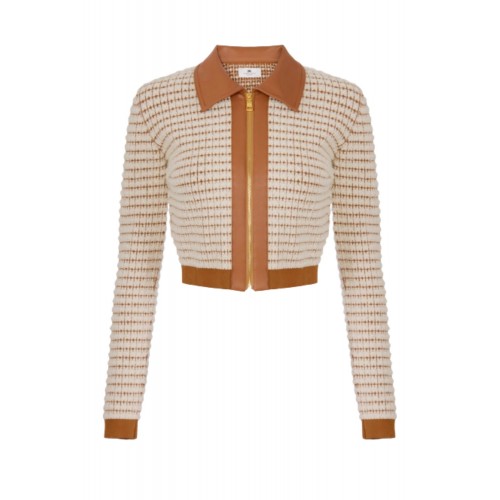 Cardigan ELISABETTA FRANCHI, Cardigan in chenille fabric with waffle stitch