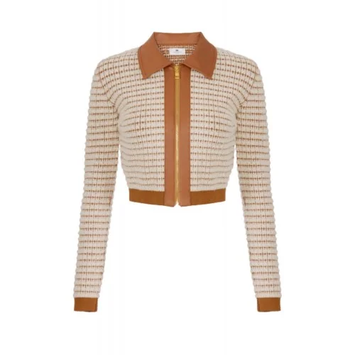 Cardigan ELISABETTA FRANCHI, Cardigan in chenille fabric with waffle stitch