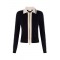Cardigan ELISABETTA FRANCHI, Knit fabric jacket with shiny viscose bands, Negru