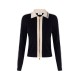Cardigan ELISABETTA FRANCHI, Knit fabric jacket with shiny viscose bands, Negru - MK66S61E2FA4
