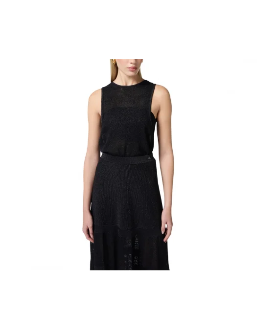 TOP ELISABETTA FRANCHI, Lurex Knit, Band, Black - MK67B52E2110 TOP ELISABETTA FRANCHI, Lurex Knit, Band, Black - MK67B52E2110