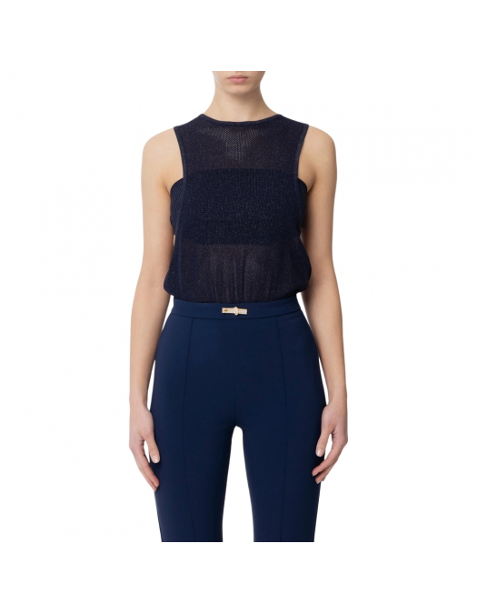 TOP ELISABETTA FRANCHI, Lurex Knit, Band, Navy Blue - MK67B52E2DC8 TOP ELISABETTA FRANCHI, Lurex Knit, Band, Navy Blue - MK67B52E2DC8