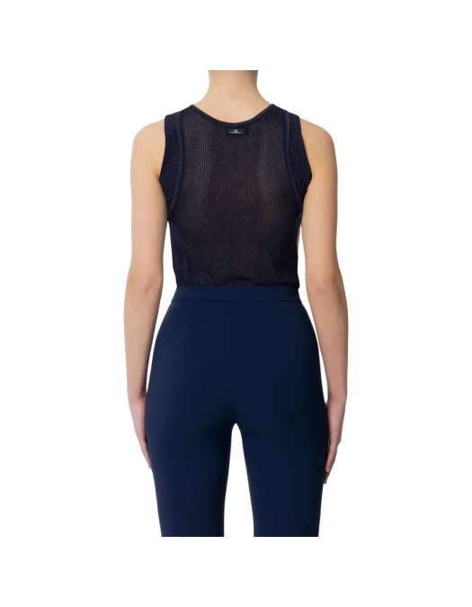 TOP ELISABETTA FRANCHI, Lurex Knit, Band, Navy Blue - MK67B52E2DC8 TOP ELISABETTA FRANCHI, Lurex Knit, Band, Navy Blue - MK67B52E2DC8