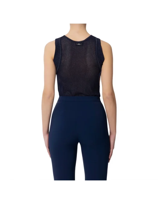 TOP ELISABETTA FRANCHI, Lurex Knit, Band, Navy Blue - MK67B52E2DC8 TOP ELISABETTA FRANCHI, Lurex Knit, Band, Navy Blue - MK67B52E2DC8