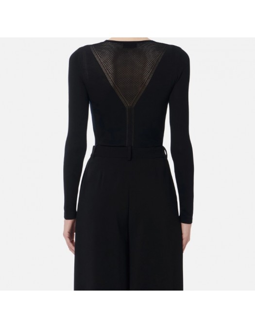 Top ELISABETTA FRANCHI, Top in open-knit fabric, Black - MK72W61E2110