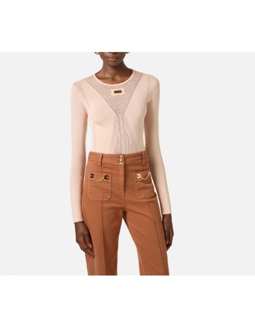 Top ELISABETTA FRANCHI, Top in open-knit fabric - MK72W61E2EA1