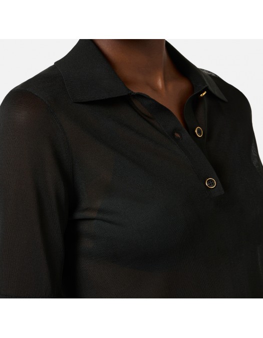 Tricou ELISABETTA FRANCHI, Nylon polo shirt with bra, Negru - MK80B61E2110