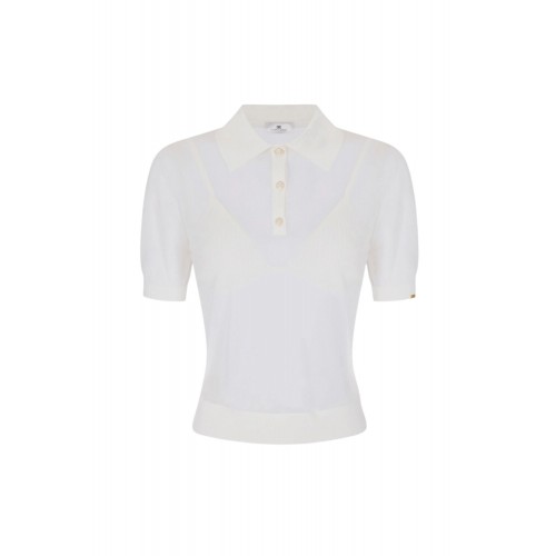 Tricou ELISABETTA FRANCHI, Nylon polo shirt with bra, Alb