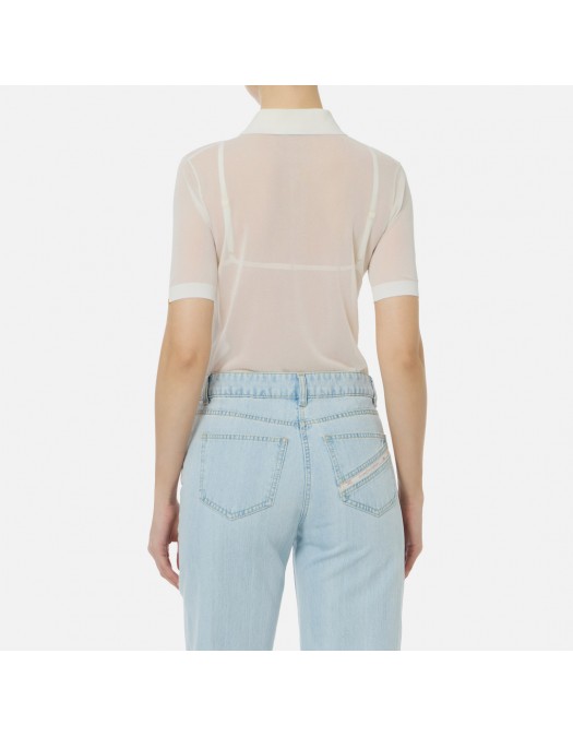 Tricou ELISABETTA FRANCHI, Nylon polo shirt with bra, Alb - MK80B61E2360