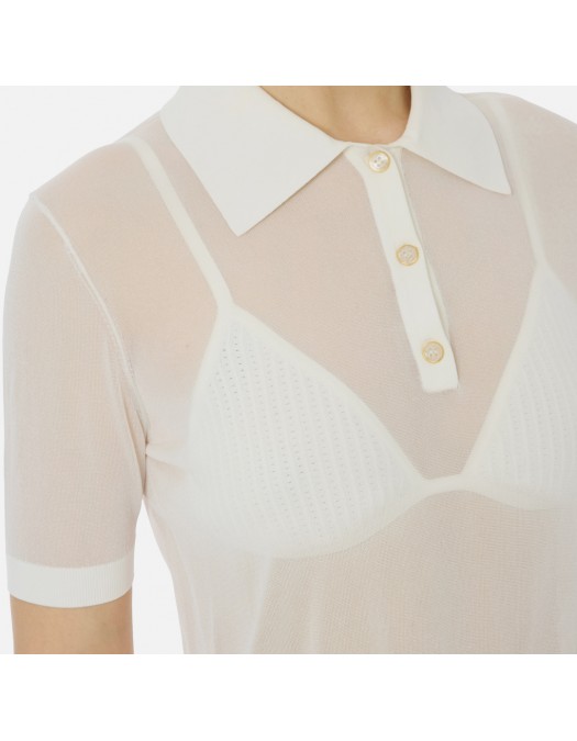 Tricou ELISABETTA FRANCHI, Nylon polo shirt with bra, Alb - MK80B61E2360