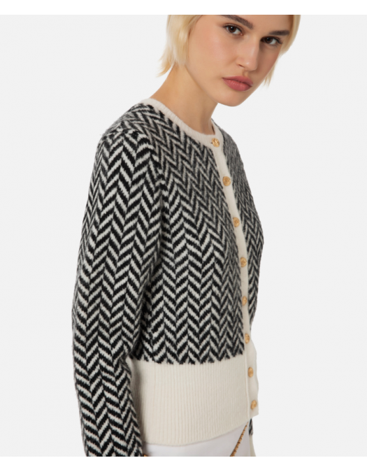 Cardigan ELISABETTA FRANCHI, Herringbone, MK80T37E2E84 - MK80T37E2E84