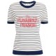 TRICOU ELISABETTA FRANCHI, Red Logo, Flowers Insert, White - MK80T52E2DO6 TRICOU ELISABETTA FRANCHI, Red Logo, Flowers Insert, White - MK80T52E2DO6