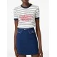 TRICOU ELISABETTA FRANCHI, Red Logo, Flowers Insert, White - MK80T52E2DO6 TRICOU ELISABETTA FRANCHI, Red Logo, Flowers Insert, White - MK80T52E2DO6
