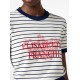 TRICOU ELISABETTA FRANCHI, Red Logo, Flowers Insert, White - MK80T52E2DO6 TRICOU ELISABETTA FRANCHI, Red Logo, Flowers Insert, White - MK80T52E2DO6