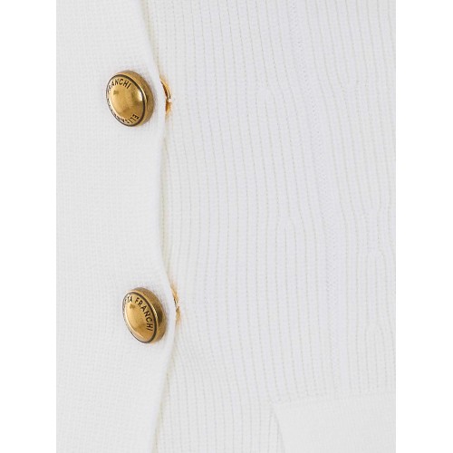 Cardigan ELISABETTA FRANCHI, Butoni aurii, Alb