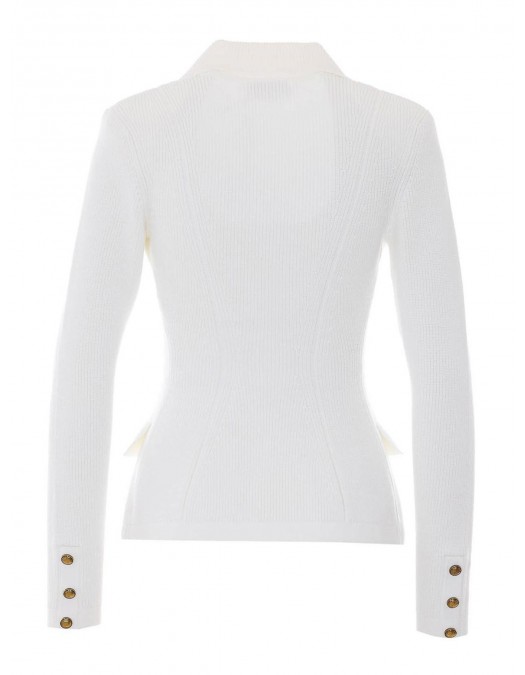 Cardigan ELISABETTA FRANCHI, Butoni aurii, Alb - MK82S61E2360