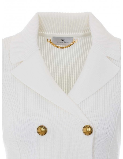 Cardigan ELISABETTA FRANCHI, Butoni aurii, Alb - MK82S61E2360