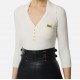 Bluza ELISABETTA FRANCHI, Micro-braided knit polo shirt, Alb - MK86B61E2360