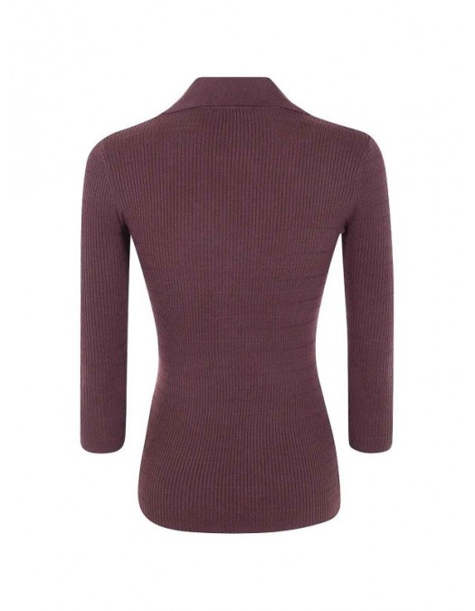 Bluza ELISABETTA FRANCHI, Micro-braided knit polo shirt, Maro - MK86B61E2644