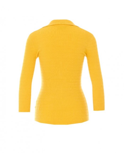 Bluza ELISABETTA FRANCHI, Micro-braided knit top, Galben - MK86B61E2EV4