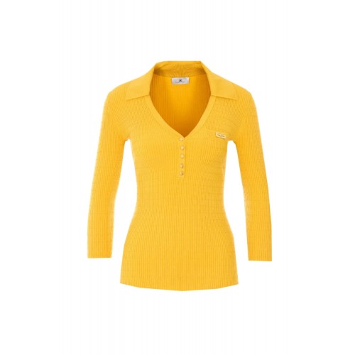 Bluza ELISABETTA FRANCHI, Micro-braided knit top, Galben