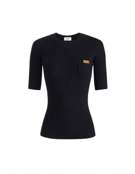 Bluza ELISABETTA FRANCHI, Micro-braided knit top, Negru - MK87B61E2110