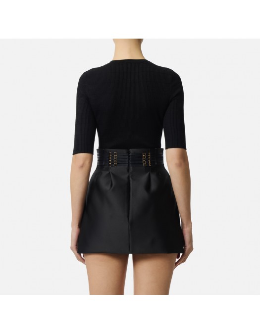 Bluza ELISABETTA FRANCHI, Micro-braided knit top, Negru - MK87B61E2110