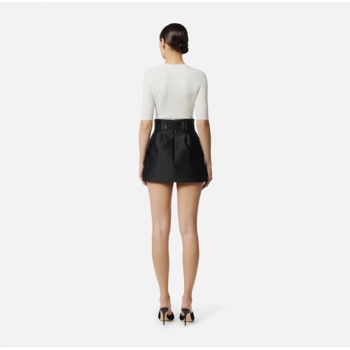 Bluza ELISABETTA FRANCHI, Micro-braided knit top, Alb