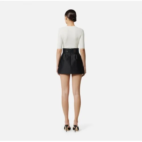 Bluza ELISABETTA FRANCHI, Micro-braided knit top, Alb