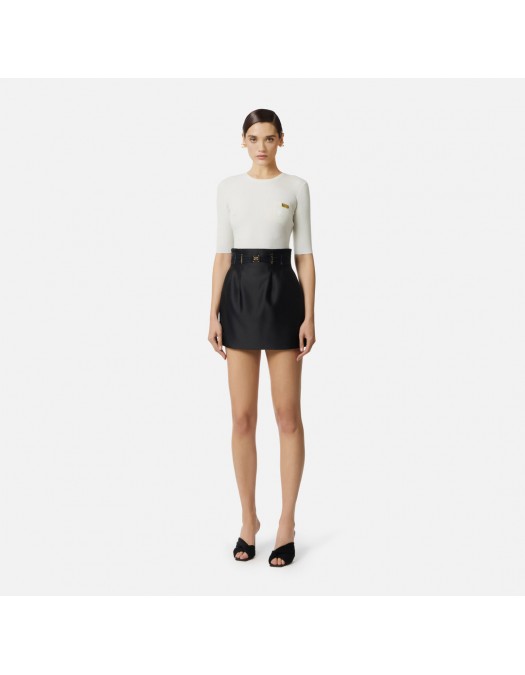 Bluza ELISABETTA FRANCHI, Micro-braided knit top, Alb - MK87B61E2360