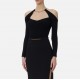 Top ELISABETTA FRANCHI , Knit top with jewel detail,Black - MK89S61E2110