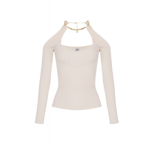 Top ELISABETTA FRANCHI, Knit top with jewel detail