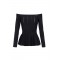 Bluza ELISABETTA FRANCHI, Decolteu larg, Vascoza, Slim Fit, Negru