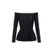 Bluza ELISABETTA FRANCHI, Decolteu larg, Vascoza, Slim Fit, Negru - MK92S56E2110