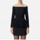 Bluza ELISABETTA FRANCHI, Decolteu larg, Vascoza, Slim Fit, Negru - MK92S56E2110