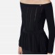 Bluza ELISABETTA FRANCHI, Decolteu larg, Vascoza, Slim Fit, Negru - MK92S56E2110