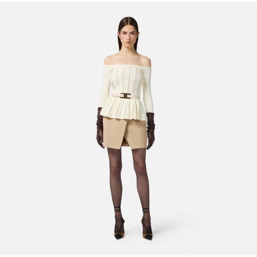 Bluza ELISABETTA FRANCHI, Decolteu larg, Vascoza, Slim Fit Bluza ELISABETTA FRANCHI, Decolteu larg, Vascoza, Slim Fit