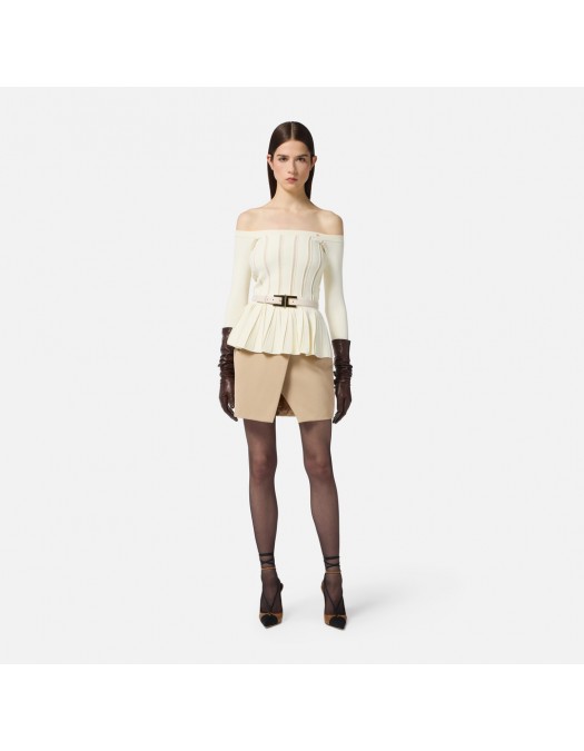 Bluza ELISABETTA FRANCHI, Decolteu larg, Vascoza, Slim Fit - MK92S56E2DZ9